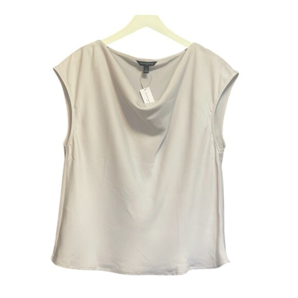 Banana Republic Womens Cowl Neck Cap Sleeve Blouse Light Gray‎ Large 570010-05-1 - Picture 2 of 6